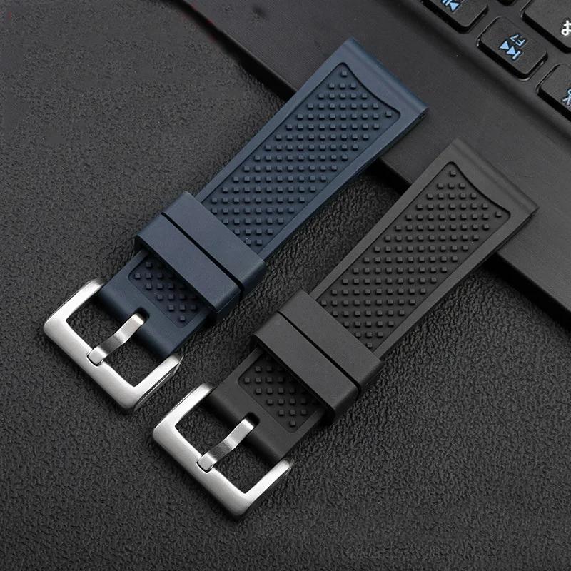 For Cartier Calibre London Tank Strap W7100056/WSCA0006W7100037/W7100041/7100015 Man Fluoro Rubber Silicone Watchband 23mm 24mm