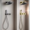 Bathroom Shower Faucet Set Brass Wall Mounted Gray Rainfall style Shower Brush Gold /Gray Finished 2 Functions Shower Faucet