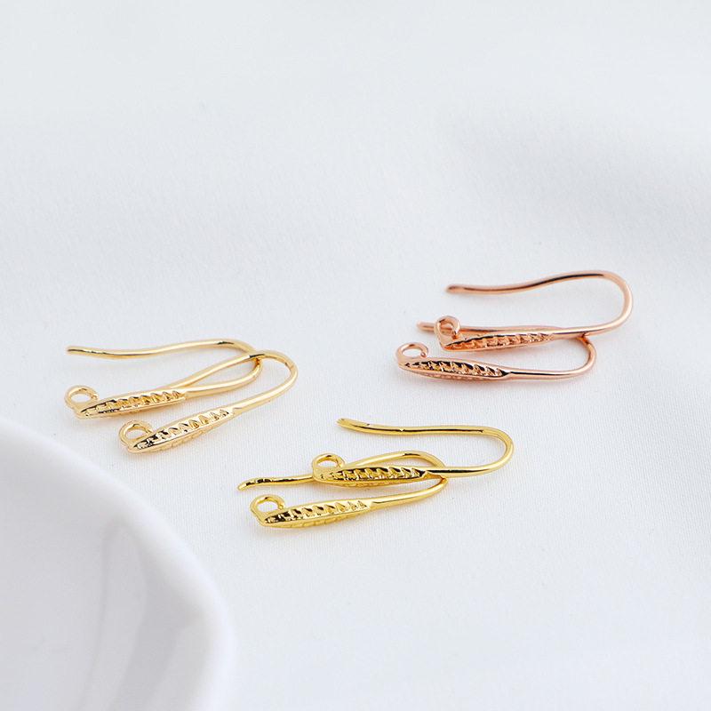 Copper-Plated 14K Gold Leaf-Shaped U-Shaped Earring Hooks for DIY Earrings