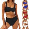 Damen Zweiteiliger Modischer Sexy Bikini Mit Gepolsterten Cups Und Ohne Bügel Badeanzug