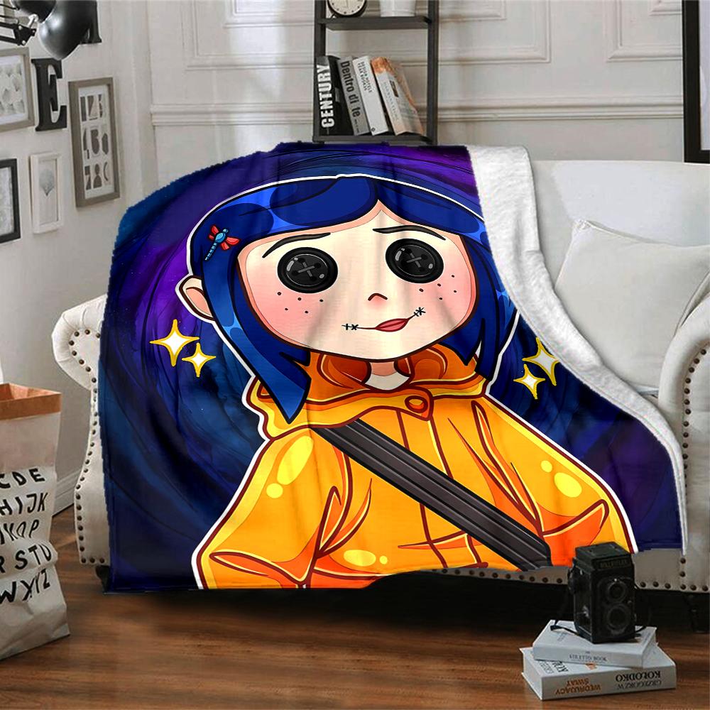 1pc Coraline Blanket, Gift, for Men and Women, Soft Blanket, Good for Sofa Bed Couch Travel, Lightweight Flannel Blanket