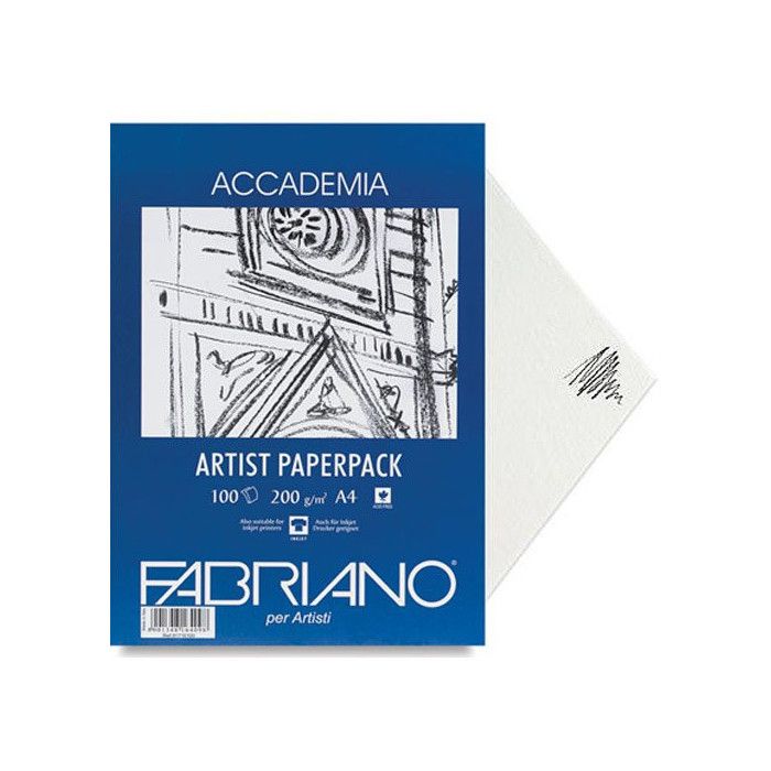 Drawing Paper - FABRIANO - Accademia - 200g/m² - 100 Sheets - A4 White