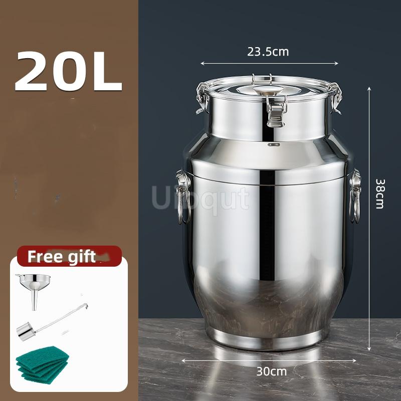 Stainless Steel Sealed Tank Large Capacity Rice Oil Wine Barrel Tea Can Milk Bucket Edible Oil Barrel Wine Jar Sealed Tank