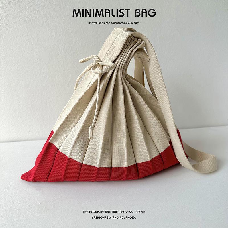 "Pletená taška přes rameno v korejském stylu s plisováním": Retro velkokapacitní akordeonová nákupní taška"