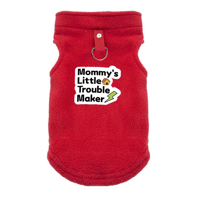 

Зимняя флисовая одежда для домашних питомцев с пряжкой, Папина маленькая хулиганка, Пальто для французского бульдога, Костюмы для мопса для маленьких собак, Жилет для чихуахуа XL красный