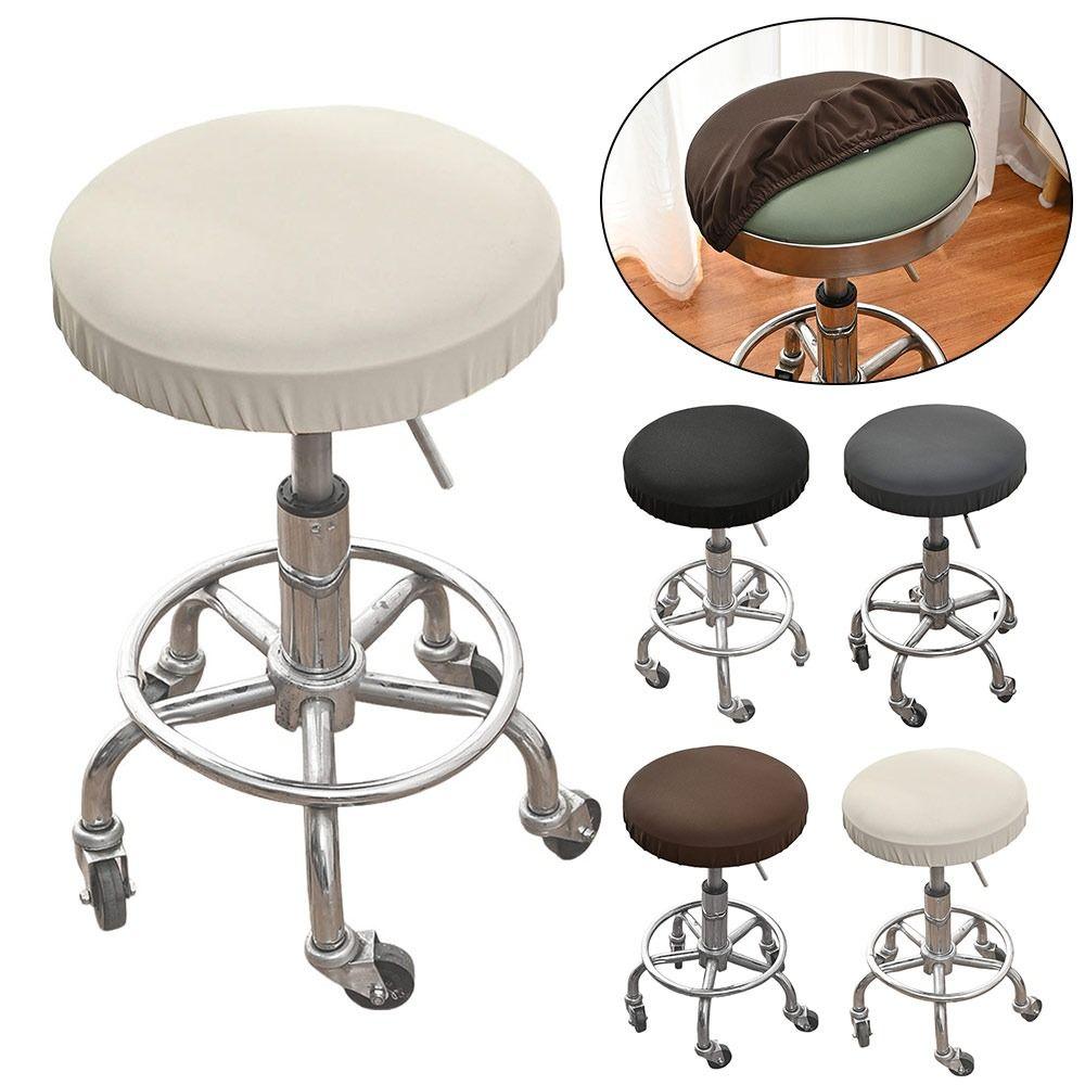 Washable Chair Seat Cover with Elastic Bands Slipcover Round Stool Covers Removable Bar Stool Covers for Bar Swivel Chair