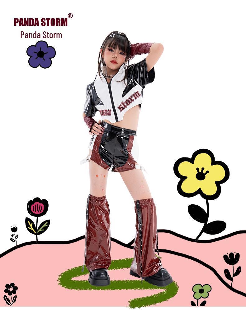 Trendy Jazz Dance Costume: Shiny Jacket and Pants Suit for Girls - Perfect for Street Dance Performances.