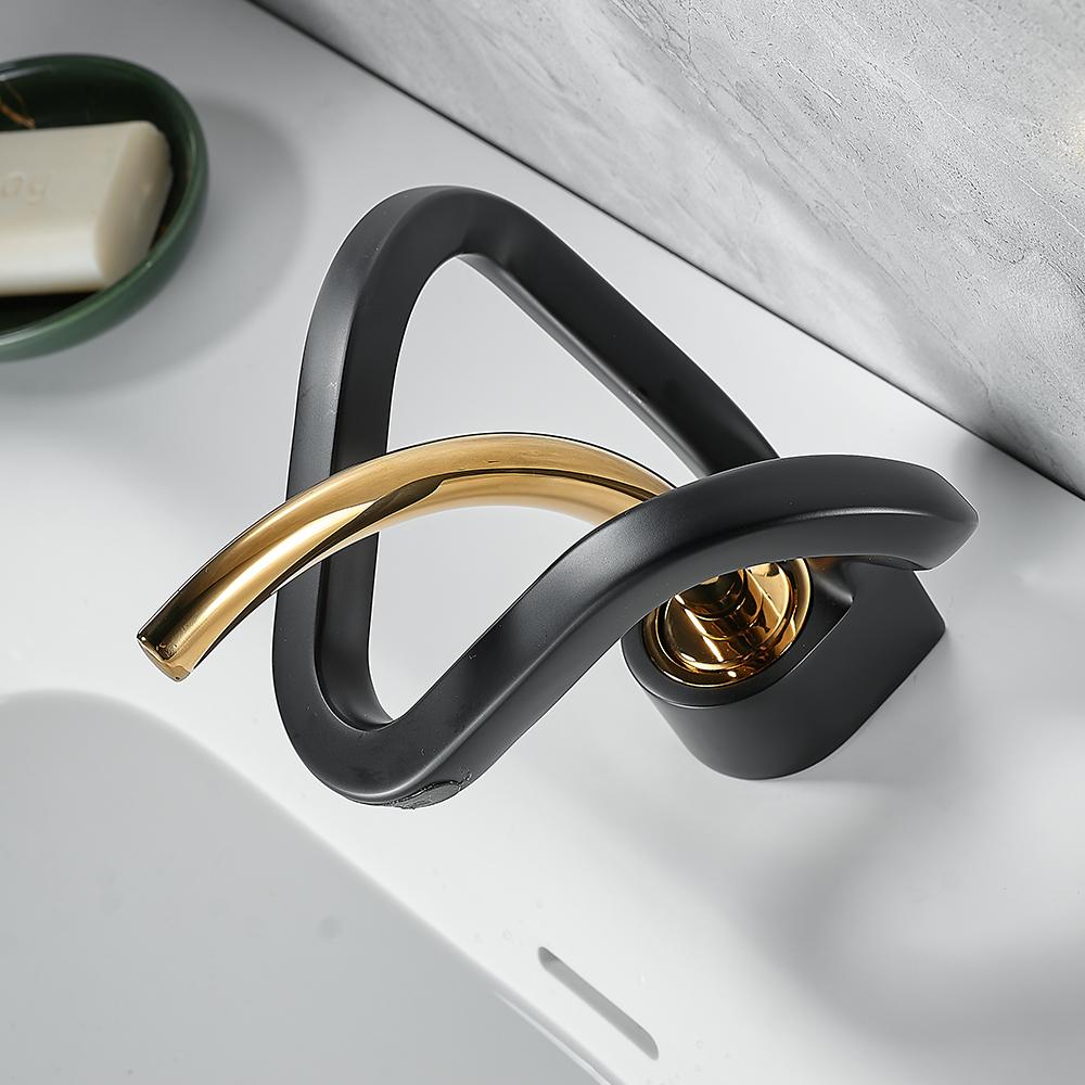 Basin Faucets Waterfall Bathroom Faucet Single handle Basin Mixer Tap Bath Black Faucet Brass Sink Water Crane Silver 855983