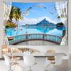 Imitace oken Krajina Tapiserie Nástěnný závěs Přímořská scenérie Kolej Bohémský obývací pokoj Domácí dekorace