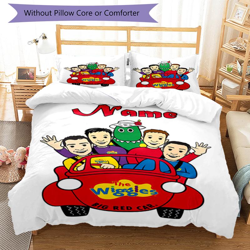 3pcs Custom Name The Wiggles Bedding Set Duvet Cover Closure Includes 1 Duvet Cover & 2 Pillowcases, Soft and Comfortable for All Seasons.
