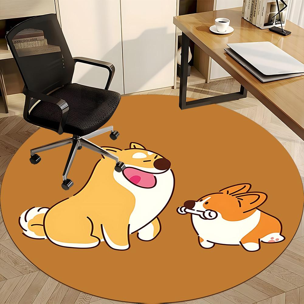 1 Stück Puppy Friends Büro Runder Teppich, Unter Bürostühlen Schlafzimmer Wohnzimmer Heimdekoration, Zimmer Deko