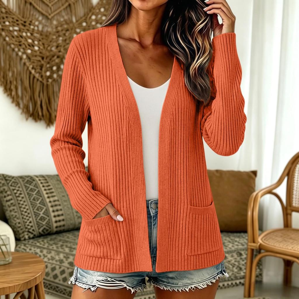 Women's Long Sleeve Casual Loose Fit Knit Cardigan for Everyday Wear