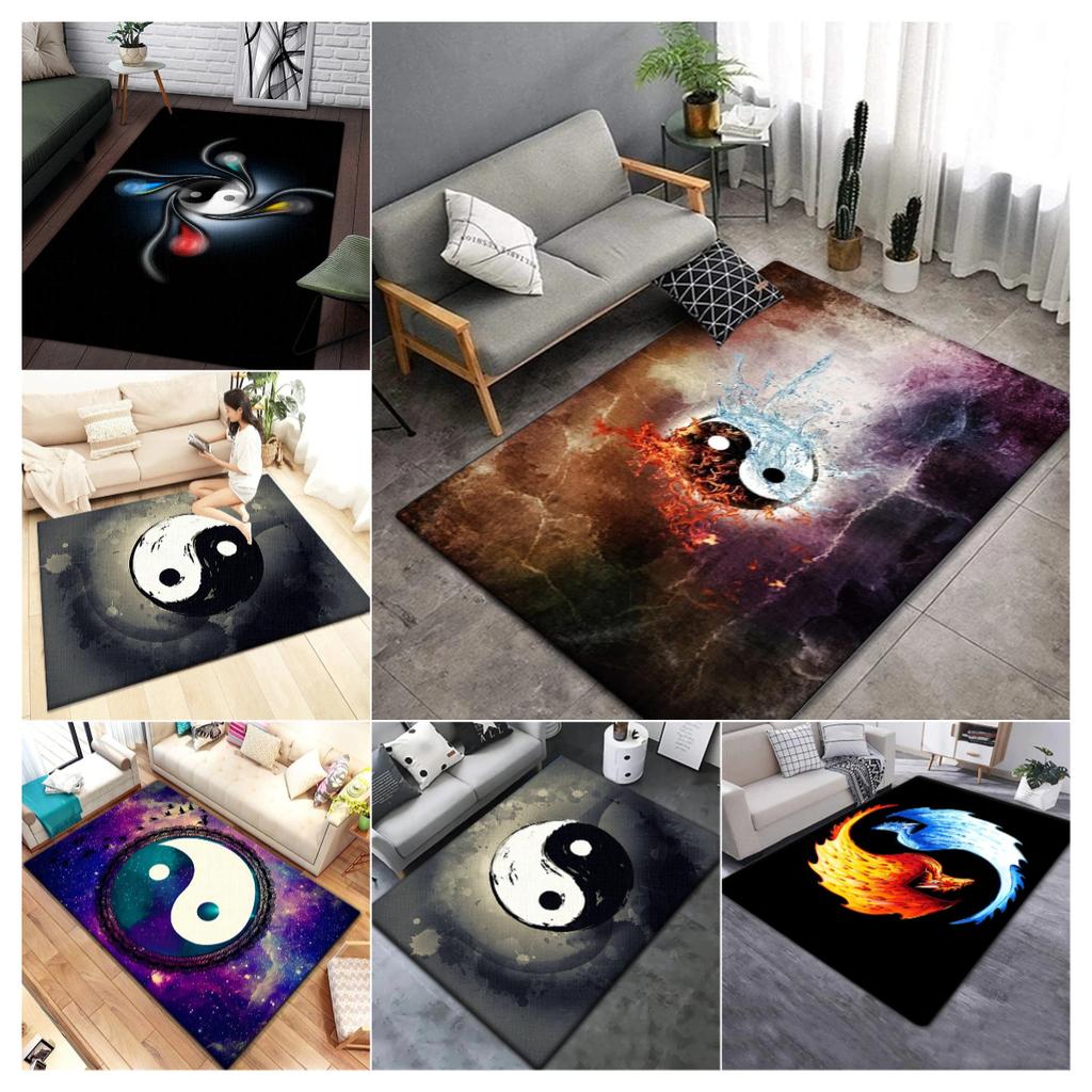 Hochwertiger, langlebiger Yin Yang Tai Chi Akzentteppich - Kleiner, rutschfester, waschbarer, weicher Teppich für Eingangsbereich, Badezimmer, Küche, Heimdekoration