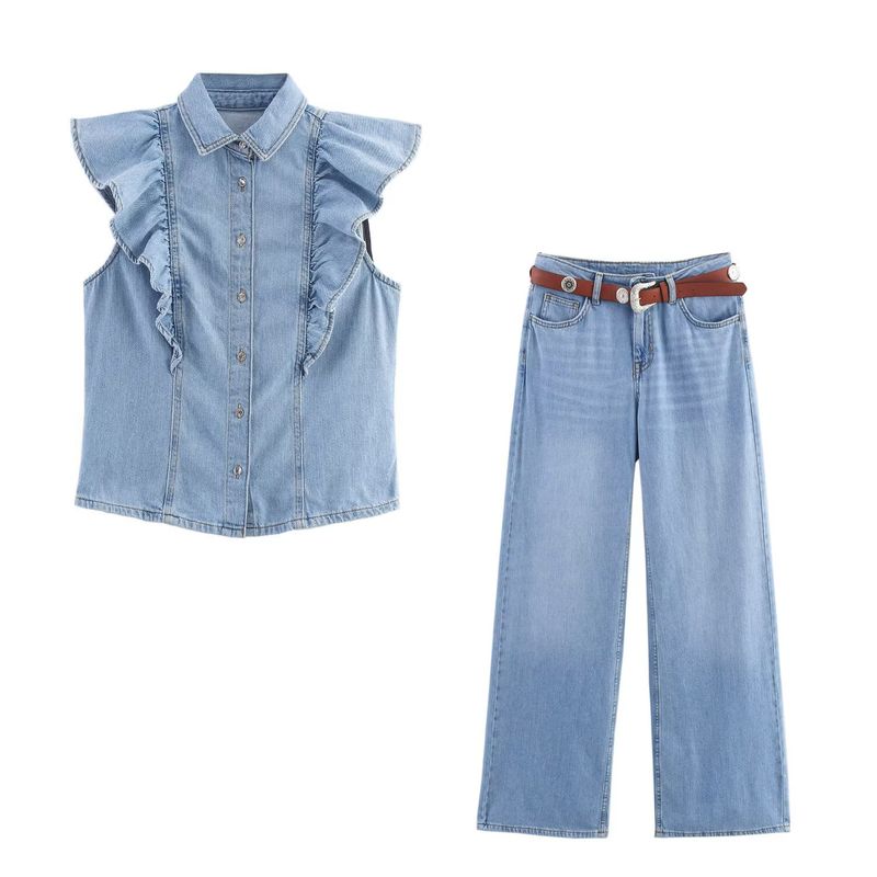 Araltay New Arrival Fashion Style Women's Laminated Denim Vest Top High Waist Denim 9942155 156