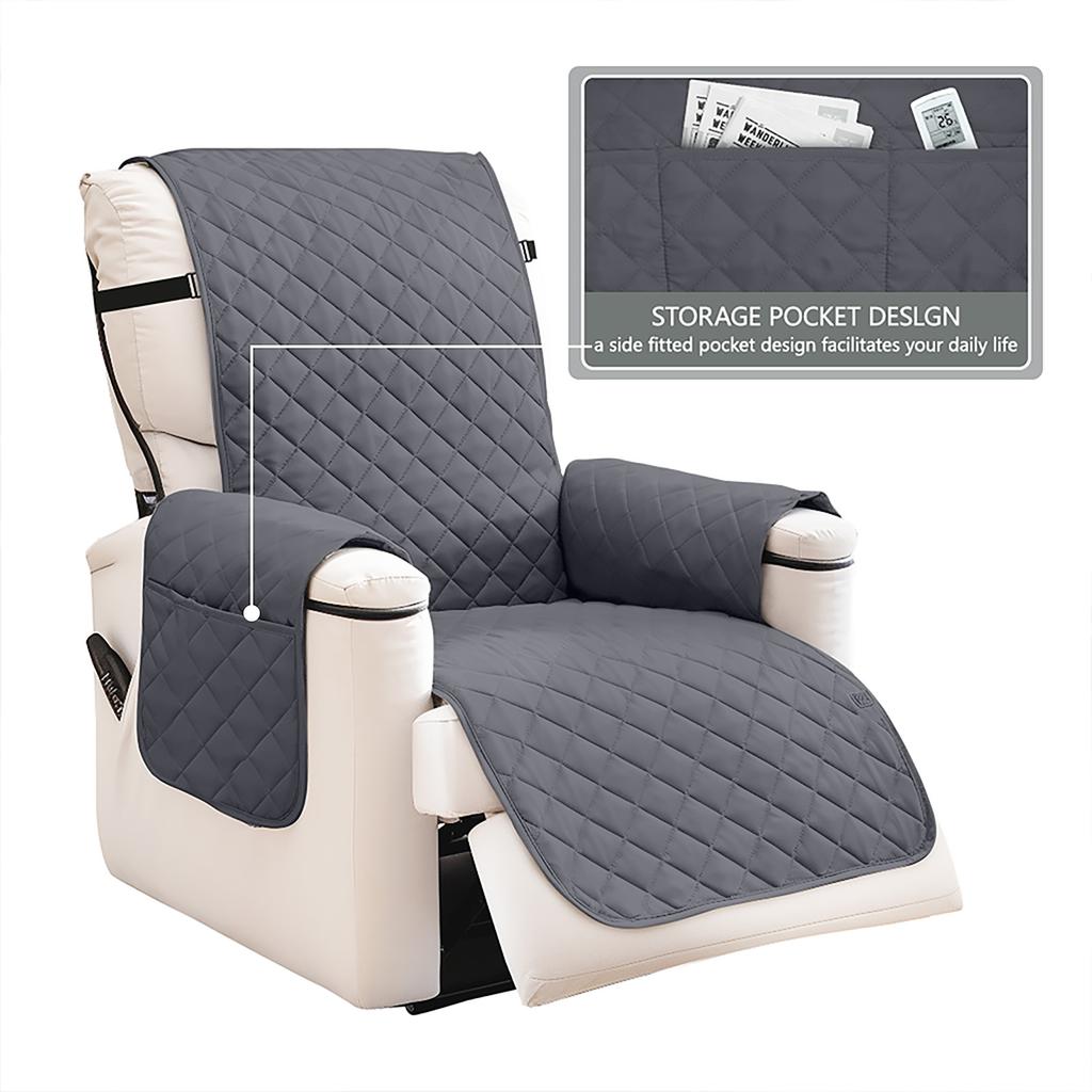 Reversible Recliner Sofa Covers Waterproof Armchair Slipcovers with Pockets Furniture Protector with Elastic Straps for Pets