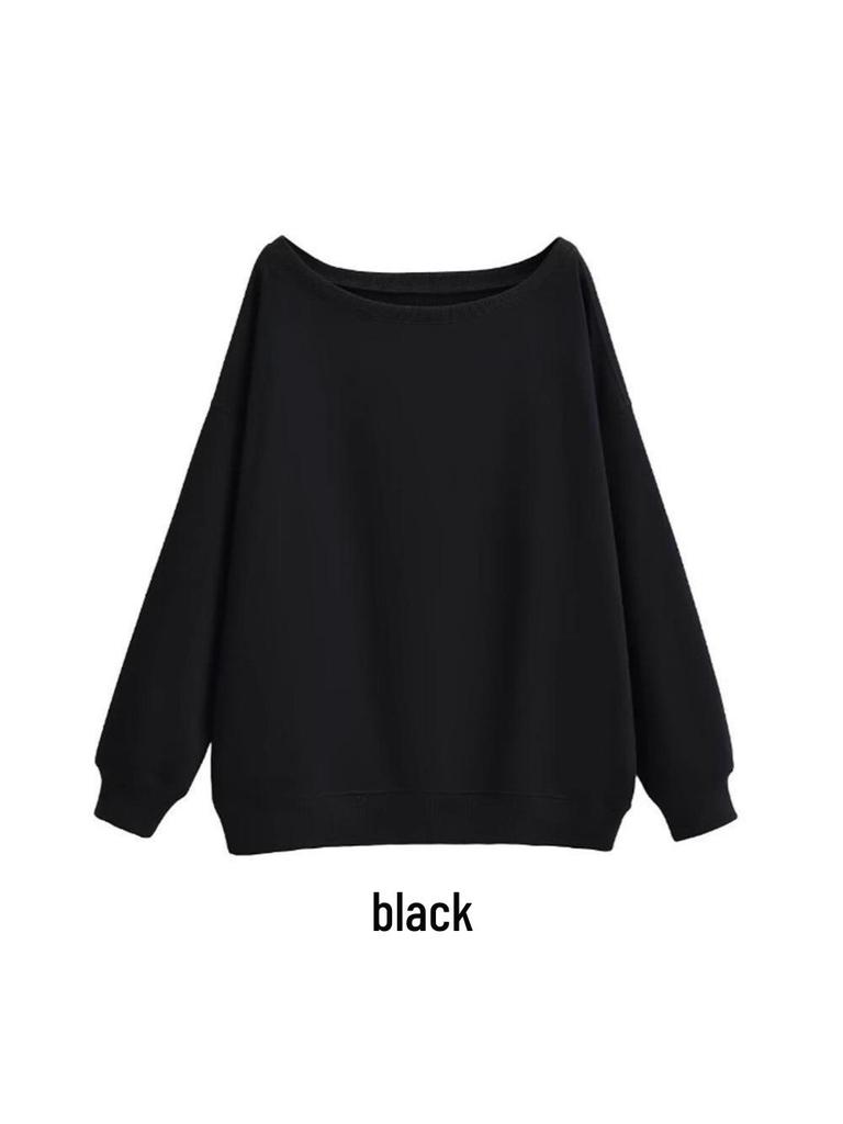 Women's Oversized One-Shoulder American Street Style Hoodie for Spring/Autumn