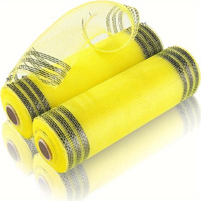 2pcs Deco Mesh Wreath Supplies Mesh for Wreath Poly Mesh Ribbon Metallic Border Stripe Emerald Swags Bows Wrapping and Decorating
