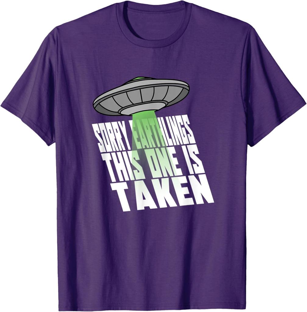 Alien Abduction Sorry Earthlings This One Is Taken Graphic Tee Casual Cotton T-Shirt for Men