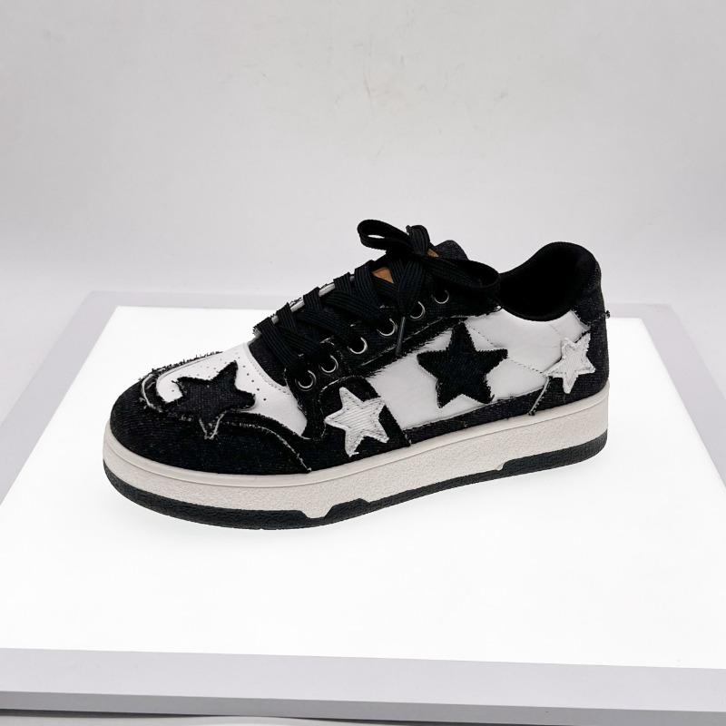 Dżinsowe Trampki Casualowe z Naszywką Gwiazdy Damskie Męskie Retro Sznurowane Buty Płócienne