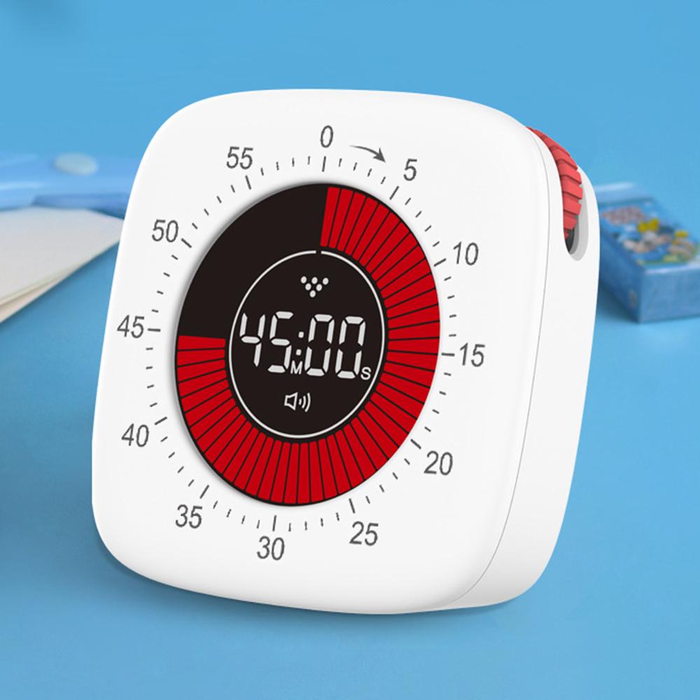 Timer Visivo PENTASPI 60 Minuti Silenzioso Per Bambini E Adulti, Conto Alla Rovescia Con Schermo LCD E Area Rossa Che Diminuisce, 3 Allarmi (Suono/Luce/Silenzioso) Per Studio, Cucina, ADHD - 3