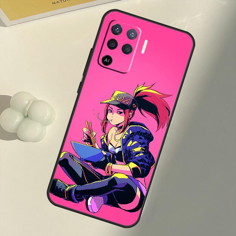 Kda Kaisa Ahri Akali Pouzdro pro OPPO A53 A53S 2020 A5 A9 A31 A52 A72 A94 A74 A54 A83 A91 A93 A16 A15 Zadni Coque