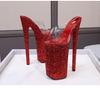 RED 10 inch Fetish Sequins Sandals 26cm thin heels Pumps platform Women Walking Show Artifact Model Shoes zapatos mujer