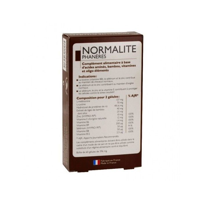 Normalite phanères cheveux et ongles 60 gélules