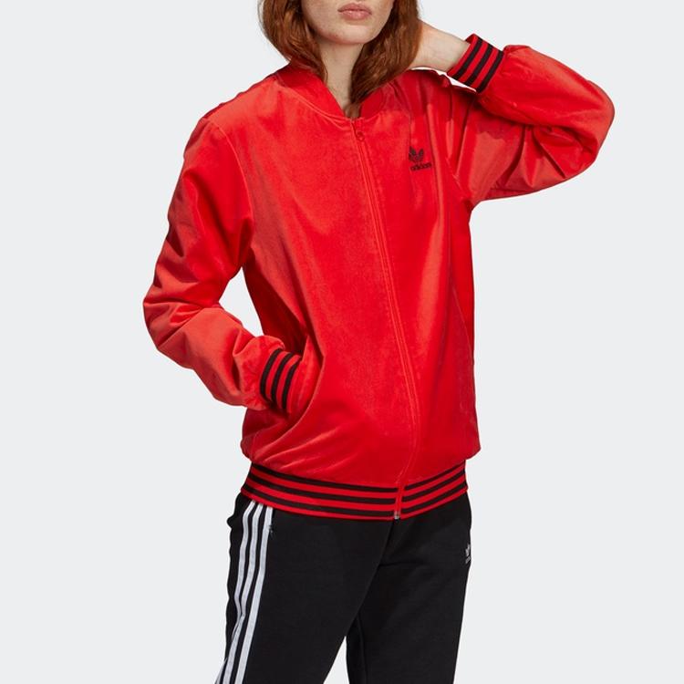 Adidas Originals Trefoil Casual Sports Zip Jacket Women Jackets Red FH8560