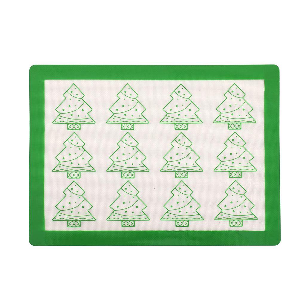 Silikon Bakematte med Juletema Sklisikker Fondantmatte Kjøkkenbenkmatte for Paideig Pizza og Kjeks Ovnskakeformmatte