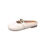 Mary Jane bag head half slippers women's summer wear 2025 new flat bottom fashion half tray French style with skirt cool slippers