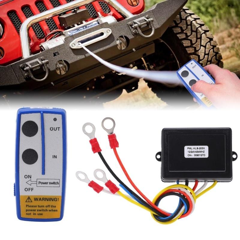 Universal Winch Wireless Remote Control Switch Kit With Receiver 12V 24V For Truck Jeep ATV SUV Blue