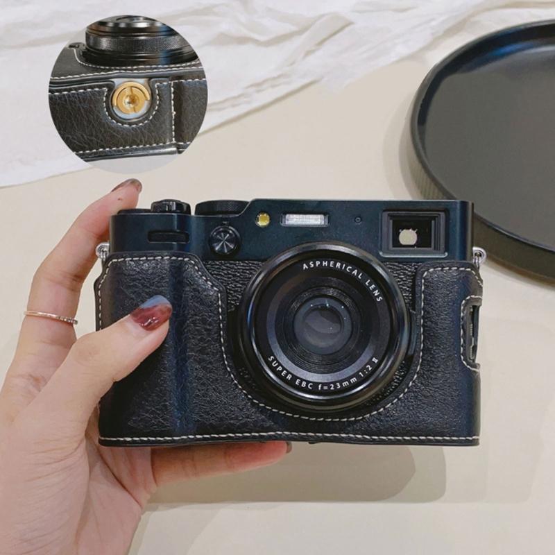 PU Leather Half Shell Case Vintaged Designing for X100VI Offering Quick Battery and Memory Card Swap