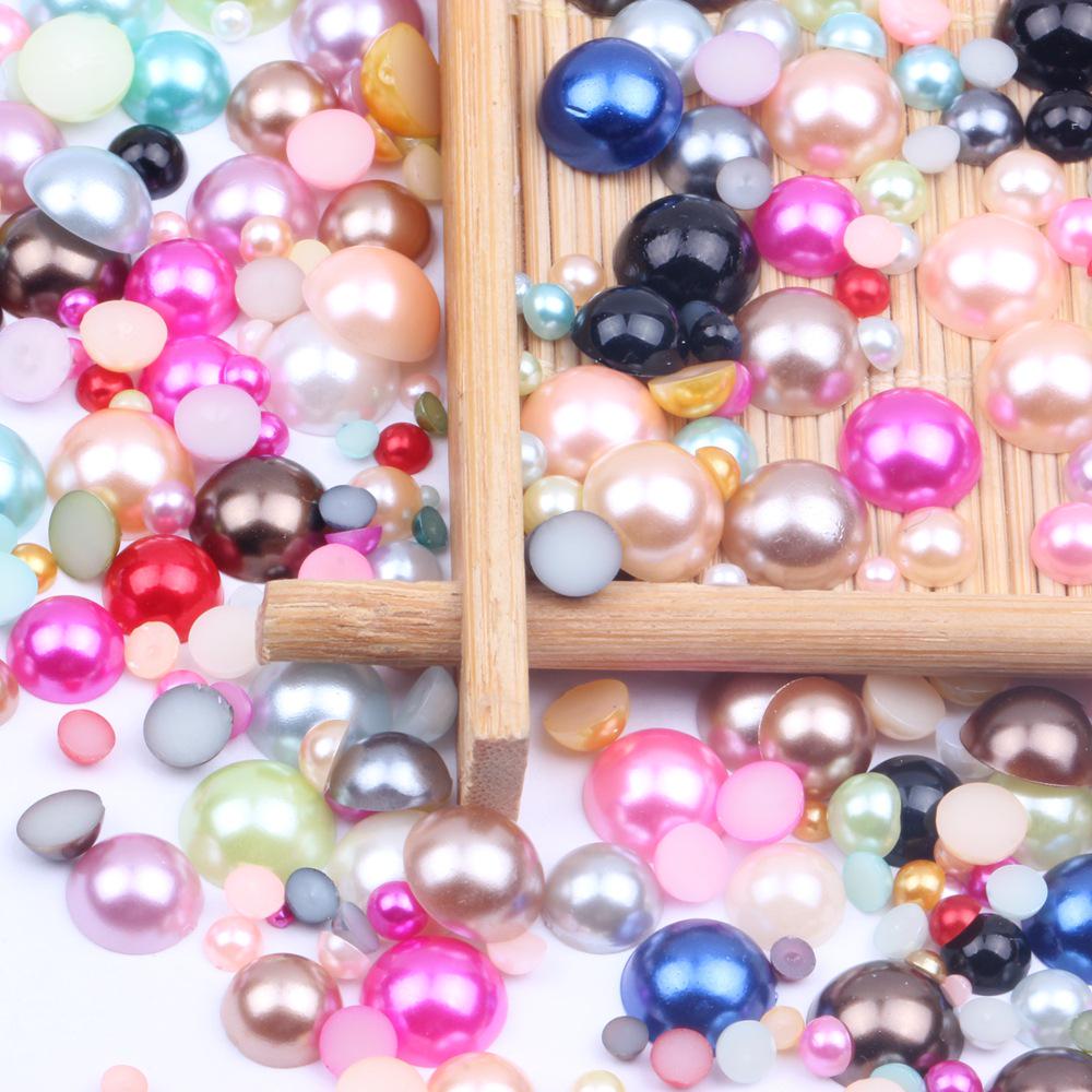 Colorful Flat-Bottomed Semi-Round ABS Imitation Pearls, 2-10mm, Mixed Sizes, 1000 Pieces for DIY Jewelry