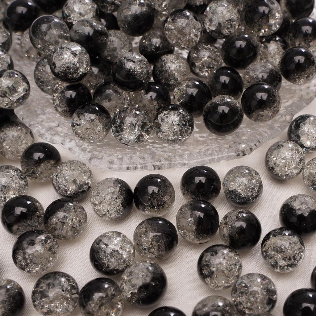 8/10mm Crackle Glass Beads for DIY Jewelry - Round Beads for Bracelets & Necklaces