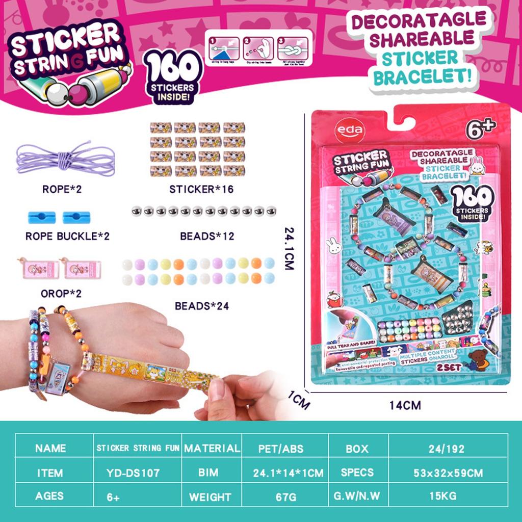 Girls Creative Bracelet Stickers Beaded Bracelet DIY Handmade Sticker Toy
