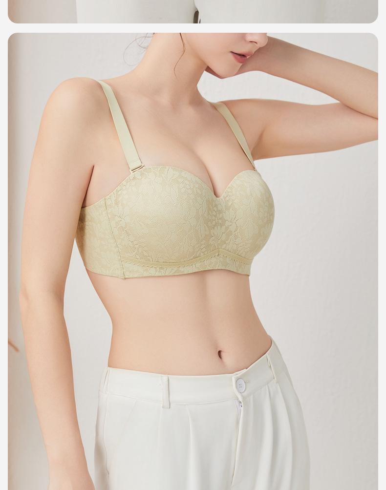 Strapless Non-Slip Push-Up Bandeau Bra with Light, Breathable Thin Cup for Larger Chests