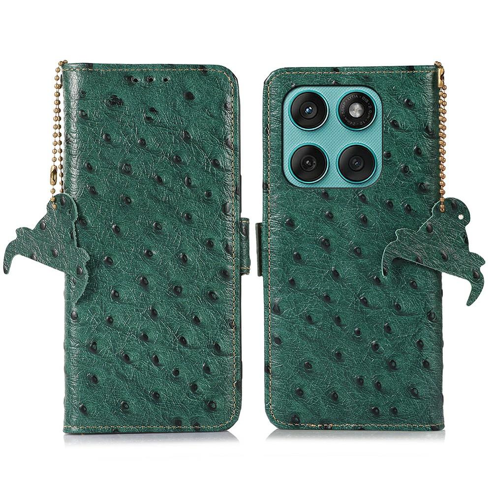 For Motorola Edge 60 Fusion 5G Case RFID Blocking Genuine Cow Leather Phone Case Ostrich Texture