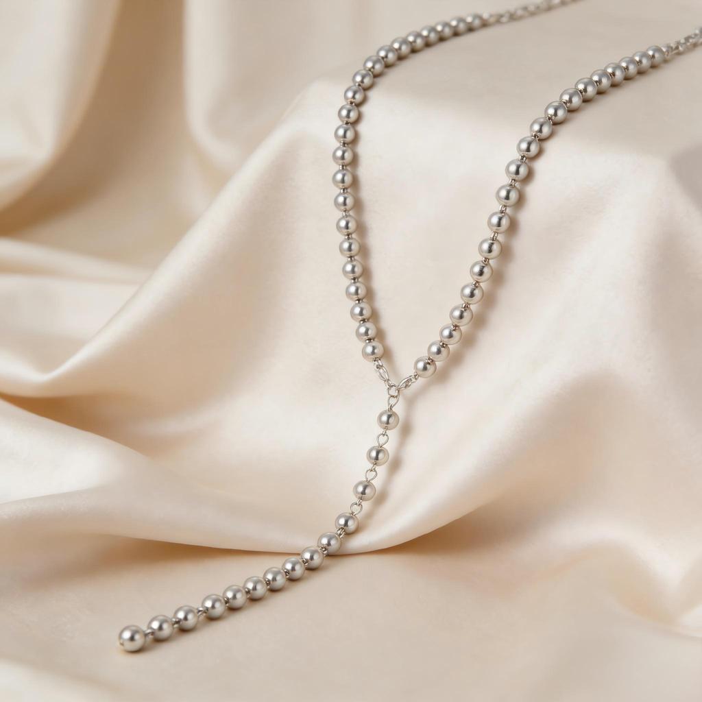 Collana Lunga con Nappe a Catena di Perle Finte per Donna Elegante Collana Girocollo con Perline Gioielli alla Moda per Accessori da Collo
