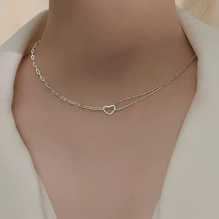 Heart Necklace for Women - High-End, Niche Design, Light Luxury, Little Fragrance Style Clavicle Chain