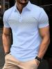 Summer Men's Slimming Diamond Pattern Printed Short-Sleeved Polo Shirt Simple Shirt Breathable and Comfortable Men's Clothing