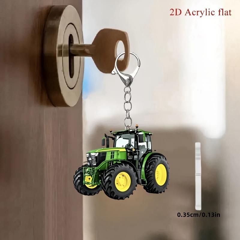 1Pcs Tractor Keychain 2D Flat Design Massey Ferguson Tractors Backpack Pendant Car Key Chains Handmade Cabochon Keychain A1