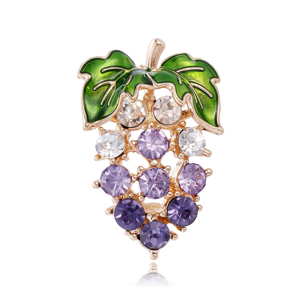 Sweet Shiny Crystal Grape Brooches For Women Unisex Elegant Clothing Accessories Versatile Party Jewelry Friend Gifts