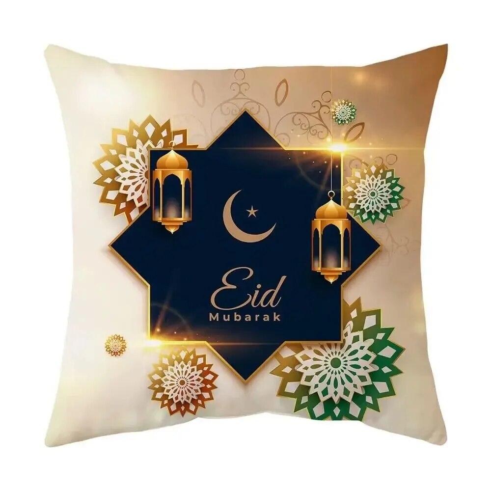 2024 Eid Mubarak Pillowcase Short Plush Comfortable Cushion Cover Islamic Ramadan Decorative Mosque Muslim Pillowcase Gift
