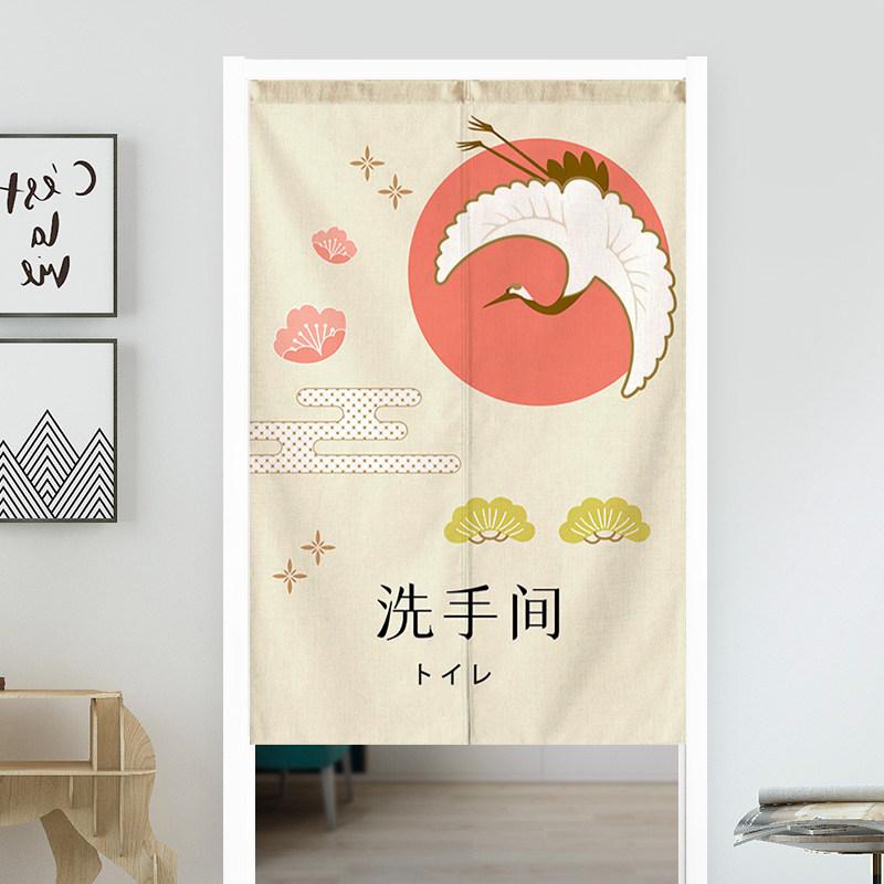 Japanese Door Curtain Cherry Blossom Chrysanthemum Ocean Wave Kitchen Doorway Partition Curtain Bedroom Bathroom Half Curtain