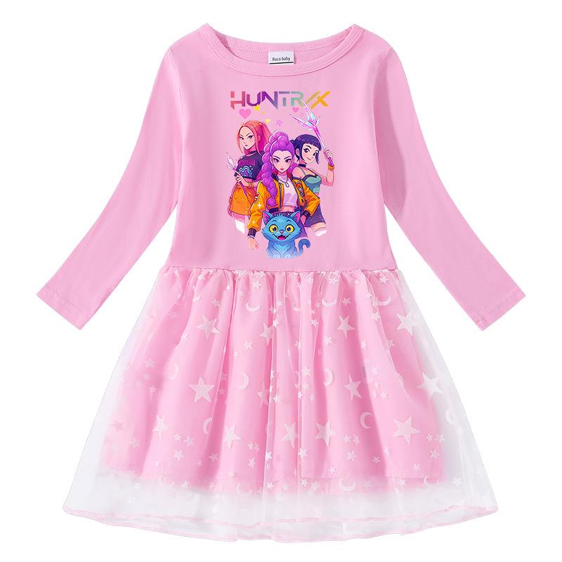 Kids' Kpop Demon Slayer Rainbow Sequins Princess Dress - Short Sleeve Summer & Long Sleeve Spring/Autumn