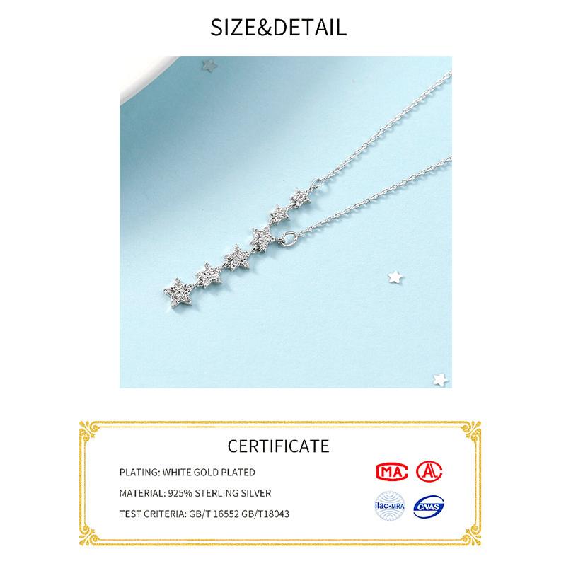 Xiaomi Silver Color Necklace Ladies Elegant Chain Necklace Fashion Stars Tassel Sterling Silver Jewelry Round R Necklace