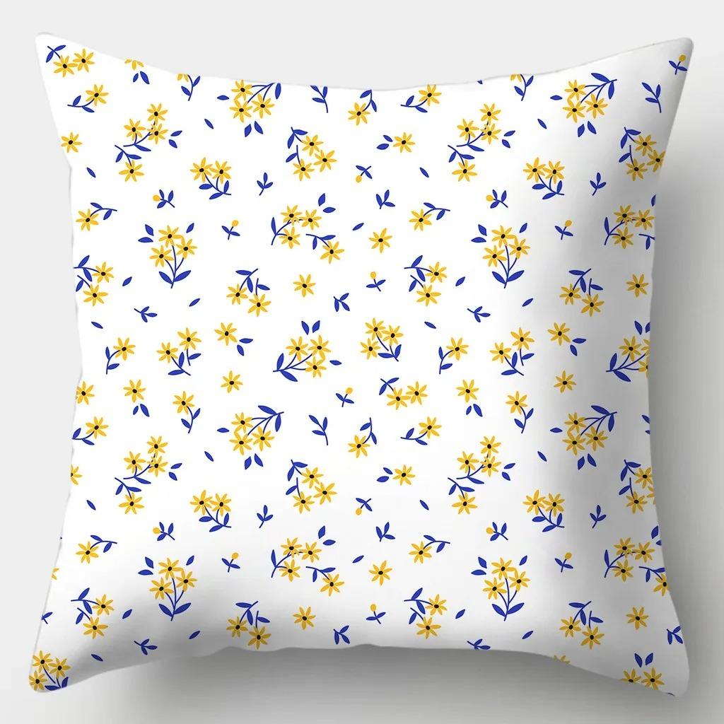 Floral Series Printed Pillowcase Modern Home Bedroom Living Room Sofa Cushion Cover 45x45cm Peach Skin Pillowcase Gift