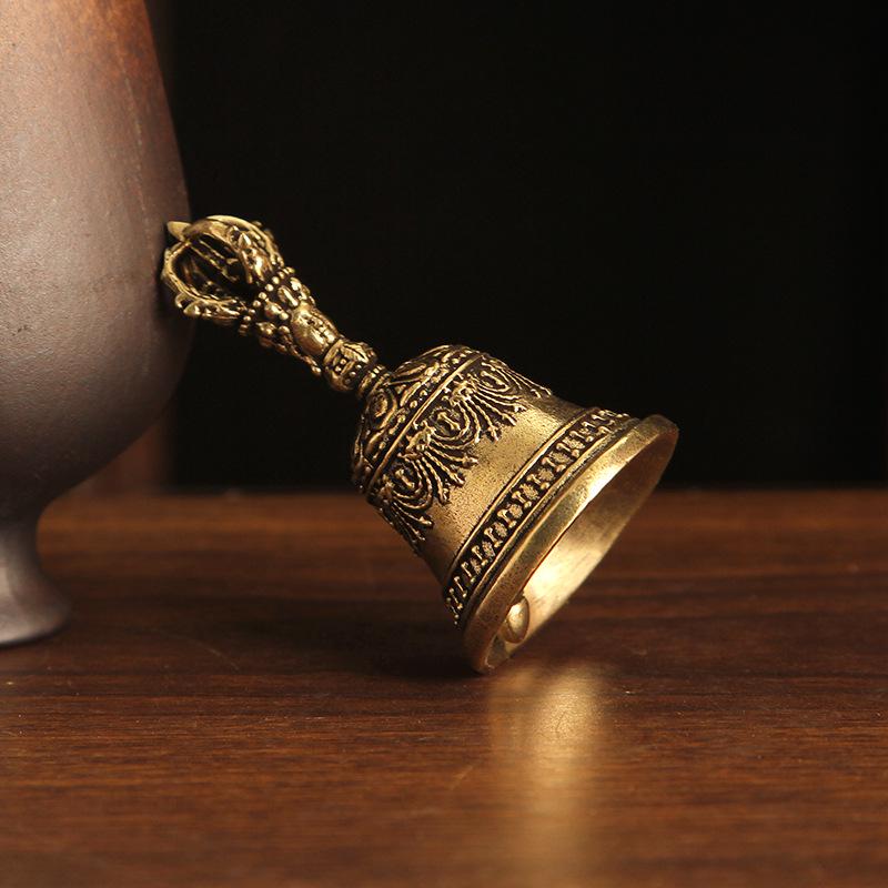 Tibetan Brass Vajra Bell: Antique Demon Subduer Pendant