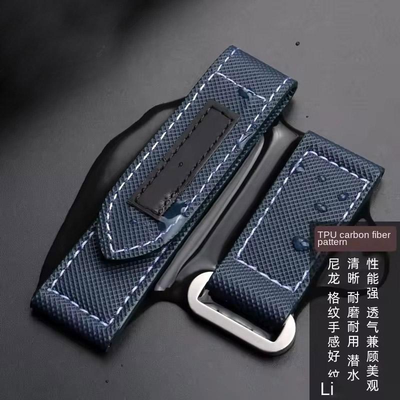 24mm 26mm High Quality Nylon Fabric Watch Band Fit for Panerai Luminor PAM01118 Army Green Canvas Genuine Leather Strap Bracelet