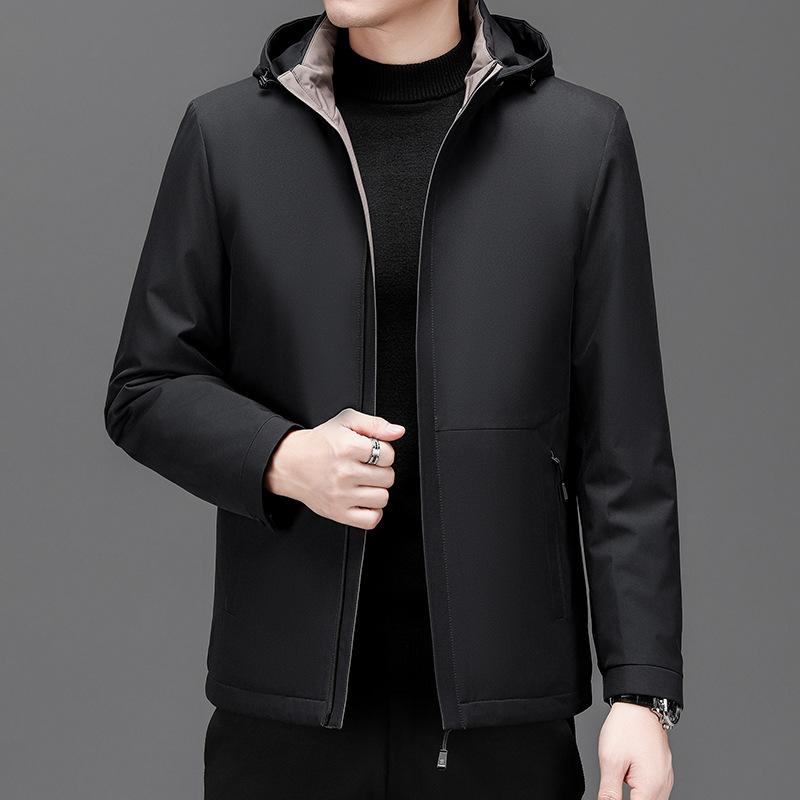 Executive Jacket Cotton Jacket Middle-aged and Elderly Hooded Casual Thick Jacket Men's Winter Fashion Warm Jacket Top